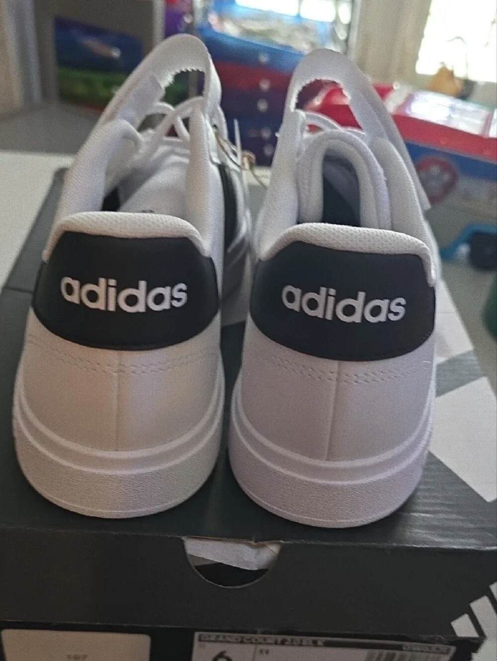 adidas White and Black Kids' Velcro Strap Sneakers
